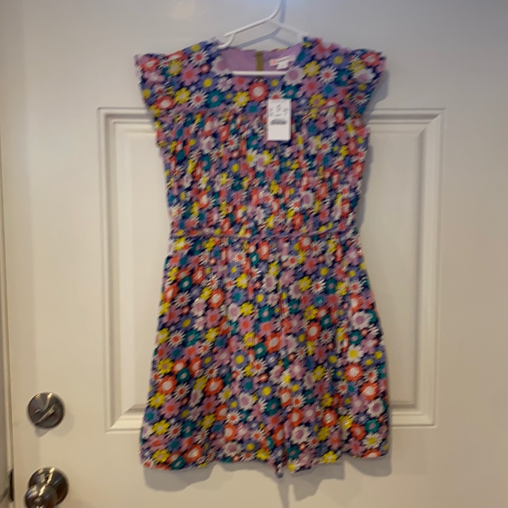 NWT Crewcuts floral dress with metallic thread detail. Size 8.